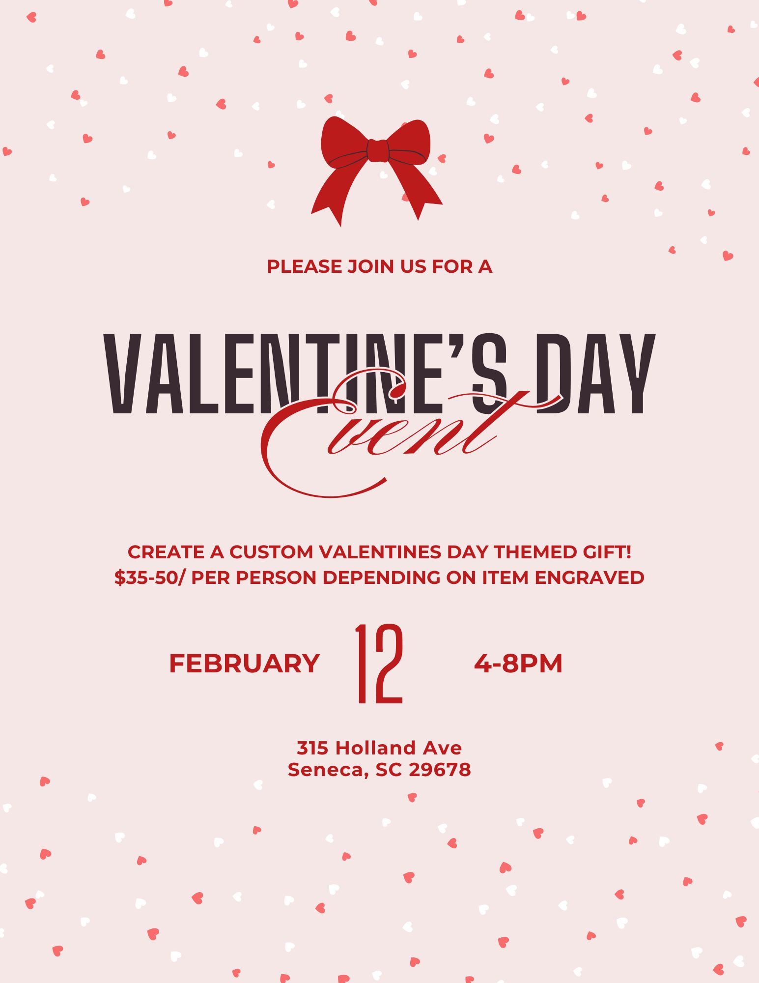 Valentine’s Day makerspace event flyer